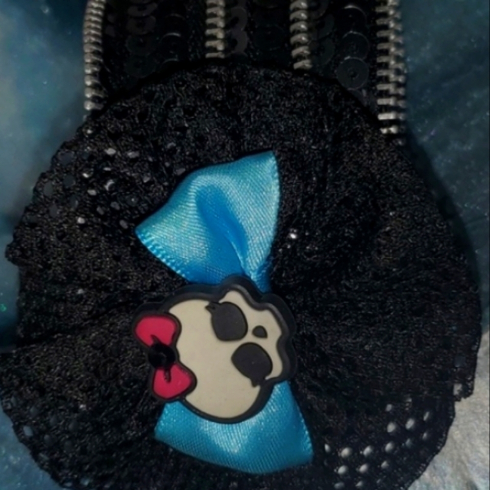 TODAY Only$16 MONSTER High Sugar Skull Sequin Bracelet Black Blue Snaps Vintage - Picture 7 of 7